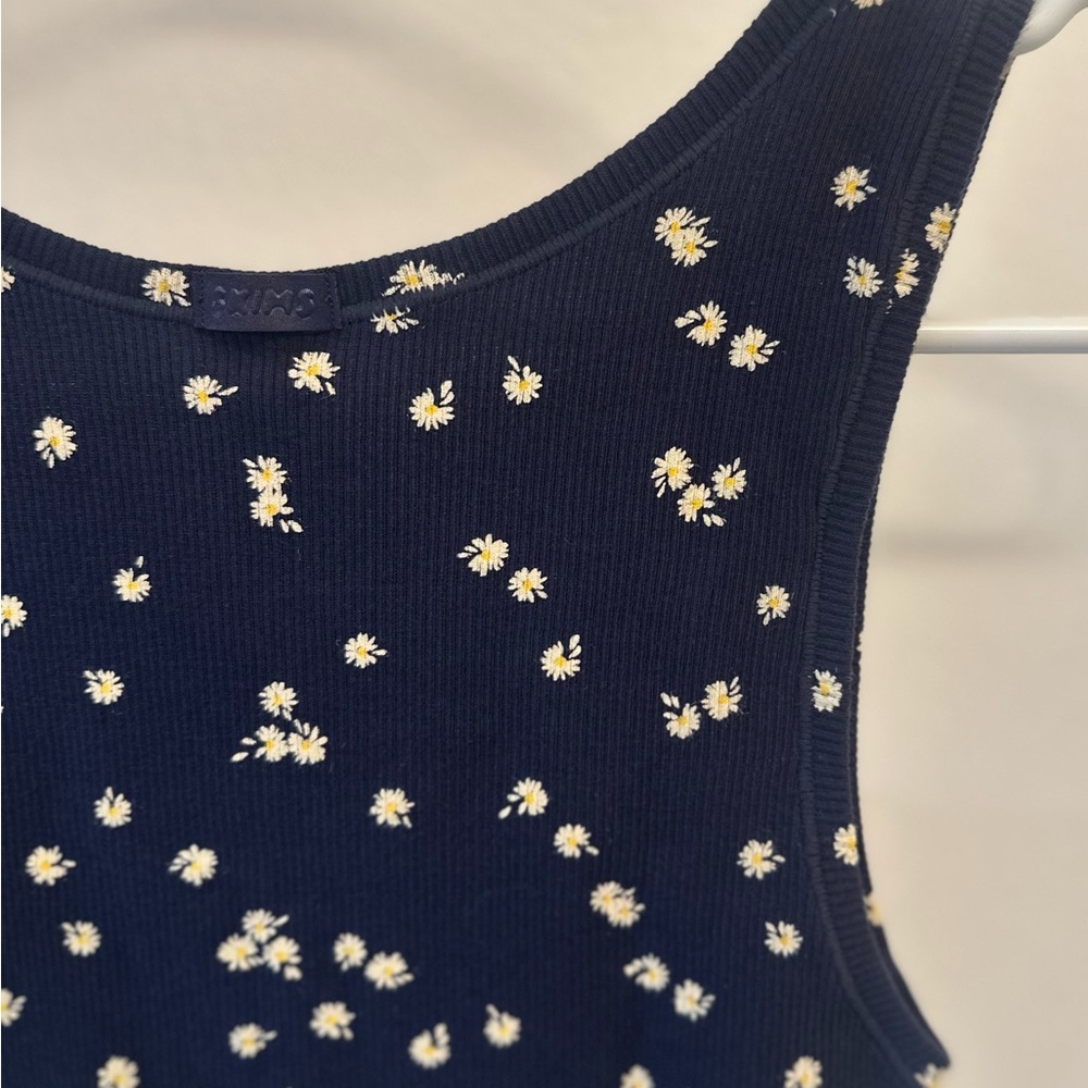 SKIMS Cotton Rib Tank Top in Navy Daisy Print size Large - Picture 7 of 9